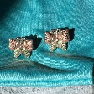 12K Black Hills Gold Butterfly Leaf Earrings